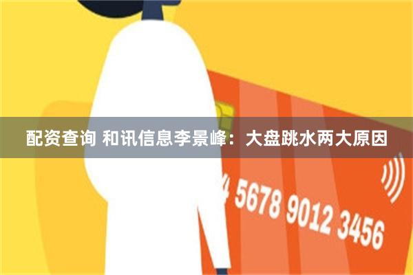 配资查询 和讯信息李景峰：大盘跳水两大原因