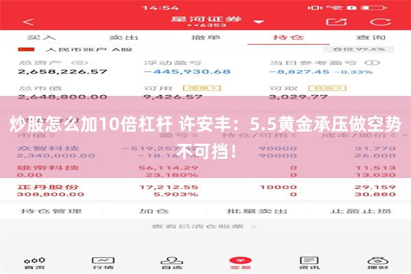 炒股怎么加10倍杠杆 许安丰：5.5黄金承压做空势不可挡！