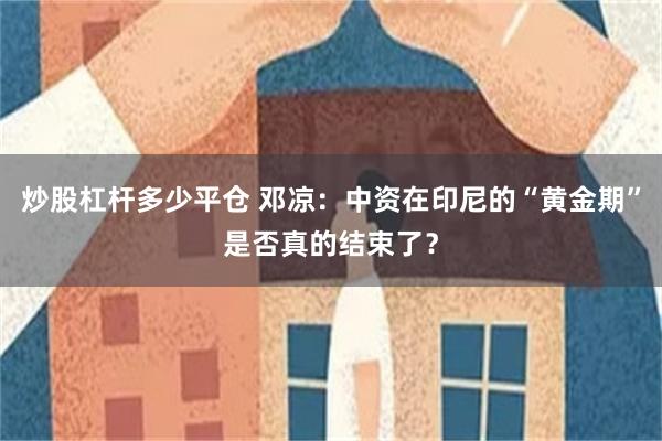 炒股杠杆多少平仓 邓凉：中资在印尼的“黄金期”是否真的结束了？
