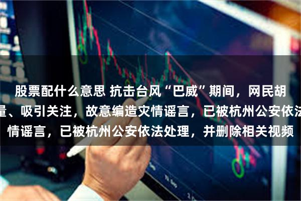 股票配什么意思 抗击台风“巴威”期间，网民胡某某、汪某某为博取流量、吸引关注，故意编造灾情谣言，已被杭州公安依法处理，并删除相关视频