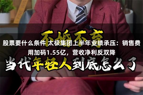 股票要什么条件 太极集团上半年业绩承压：销售费用加码1.55亿，营收净利反双降