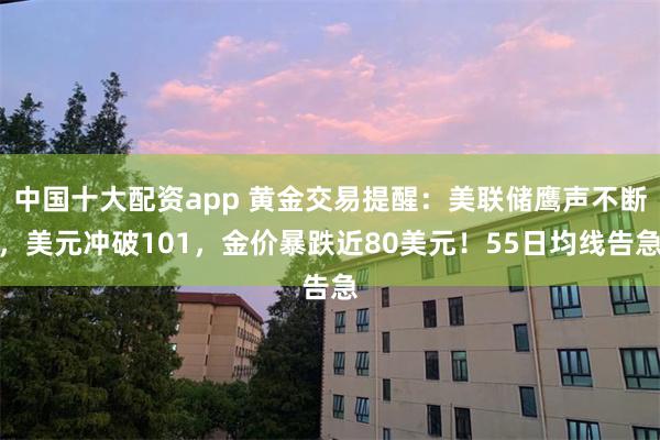 中国十大配资app 黄金交易提醒：美联储鹰声不断，美元冲破101，金价暴跌近80美元！55日均线告急